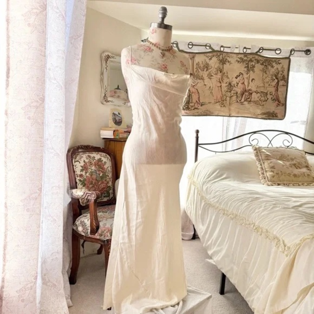 Victoria's Secret Cream Backless Dress with Lace